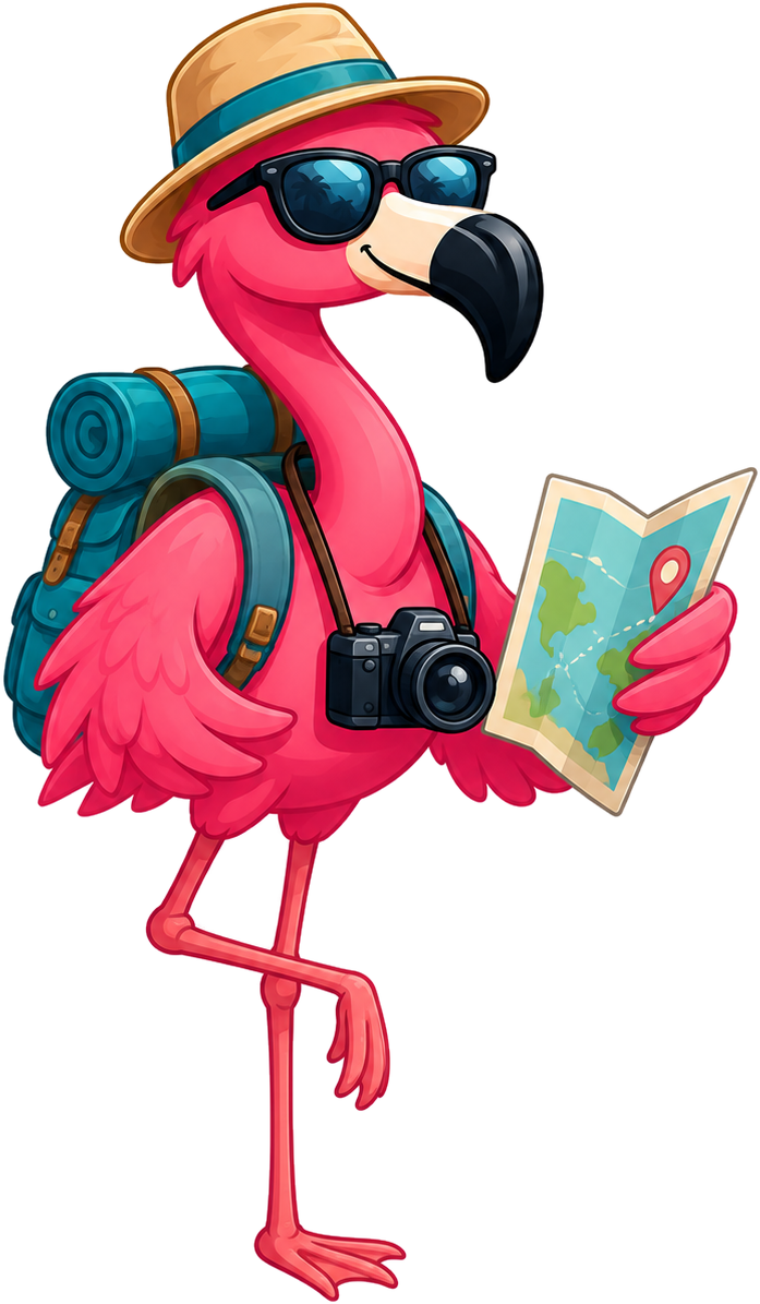 Roammingo — a traveling flamingo